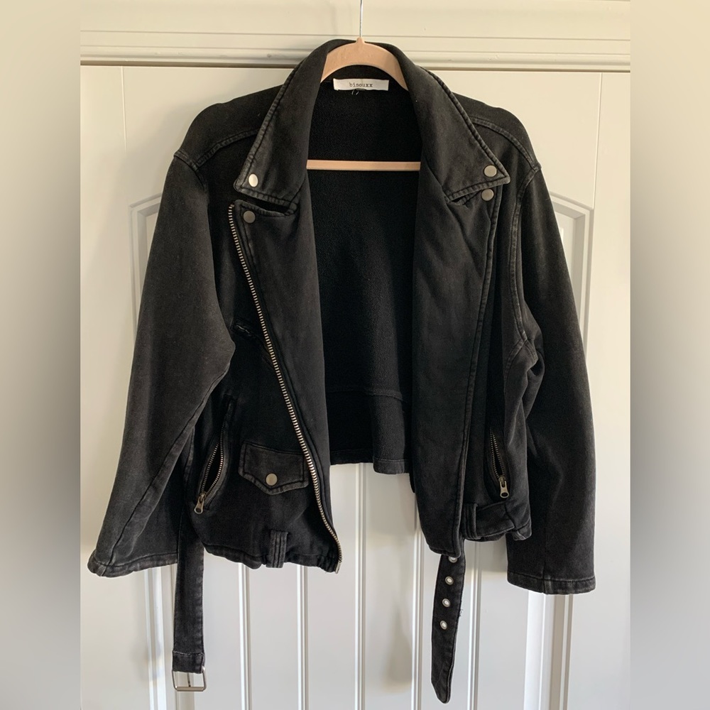 Charcoal black Bisouxx Moto Sweater Jacket size Small